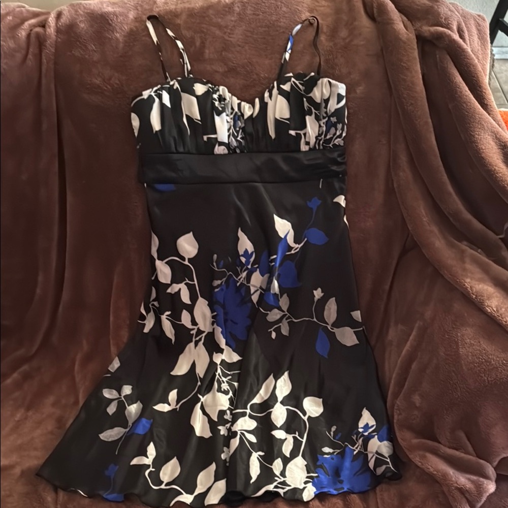 Speechless Black and Blue Spaghetti Strap Mini Sundress size 3